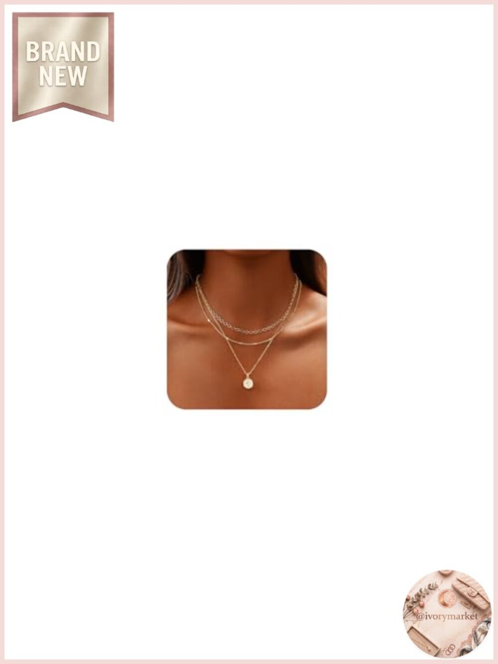 14K Gold Plated Layered Necklace Set for Women, Dainty Cross Pendant with